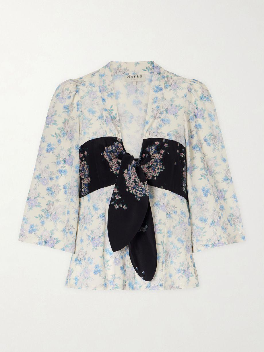 Kazu floral-print silk top by MAISON MAYLE