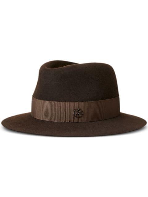Andre logo plaque-detail wool fedora by MAISON MICHEL
