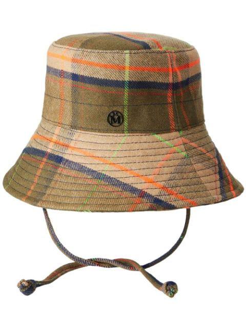Angele tartan check bucket hat by MAISON MICHEL