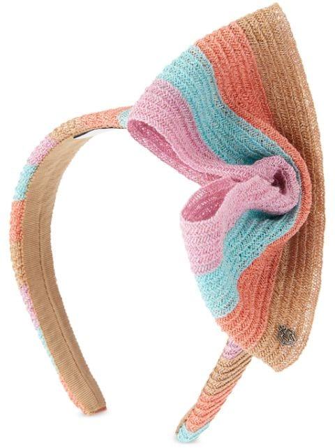 Beth striped straw headband by MAISON MICHEL