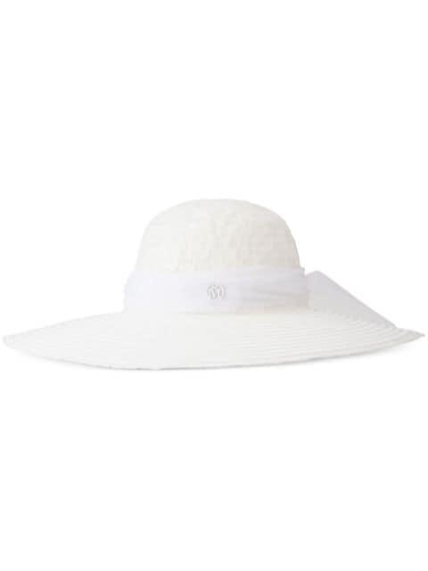 Blanche floral-embroidered sun hat by MAISON MICHEL