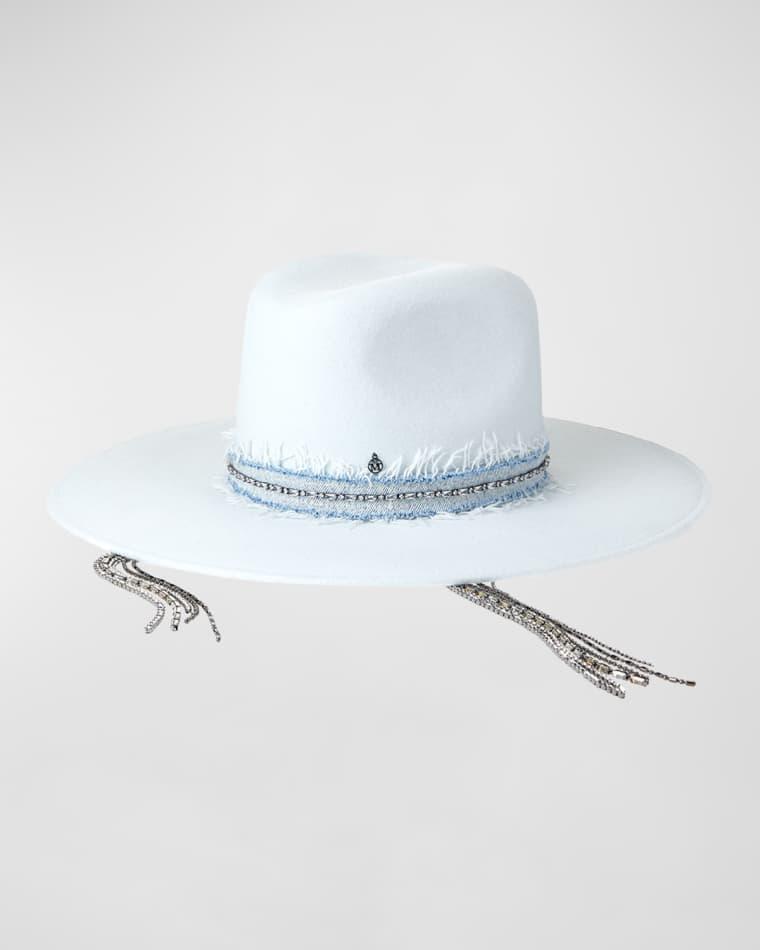 Eliza Fedora With Embellished Denim Band by MAISON MICHEL