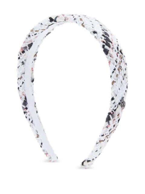 Eve logo-plaque tweed head band by MAISON MICHEL