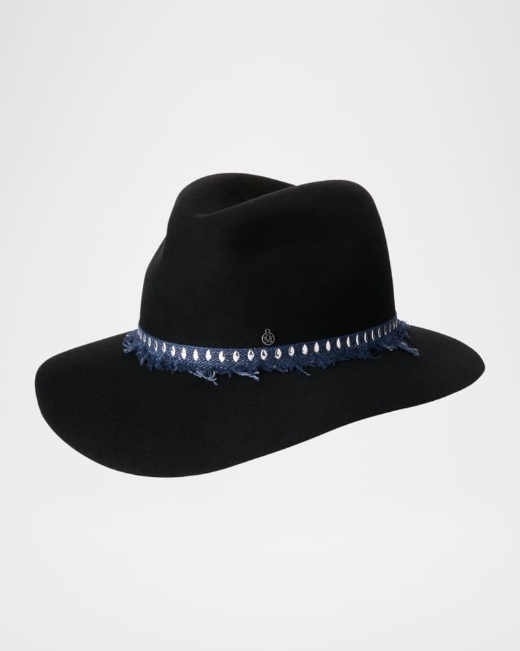 Henrietta Fringed Ribbon Wool Felt Fedora by MAISON MICHEL
