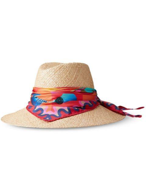 Kate scarf-detail sun hat by MAISON MICHEL