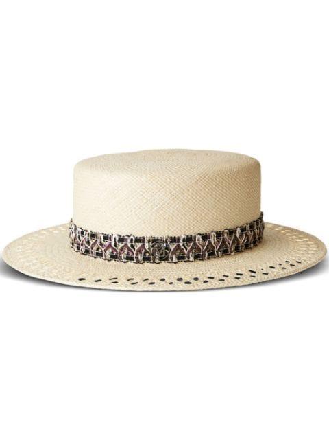 Kiki straw canotier hat by MAISON MICHEL