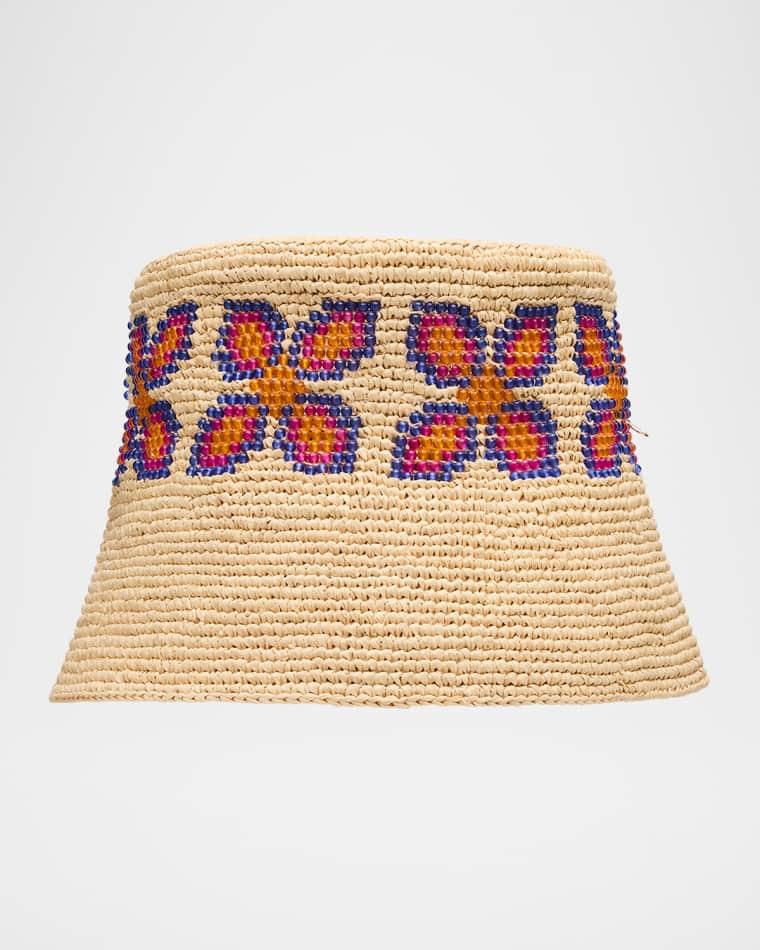 Lila Flower Crochet Bucket Hat by MAISON MICHEL