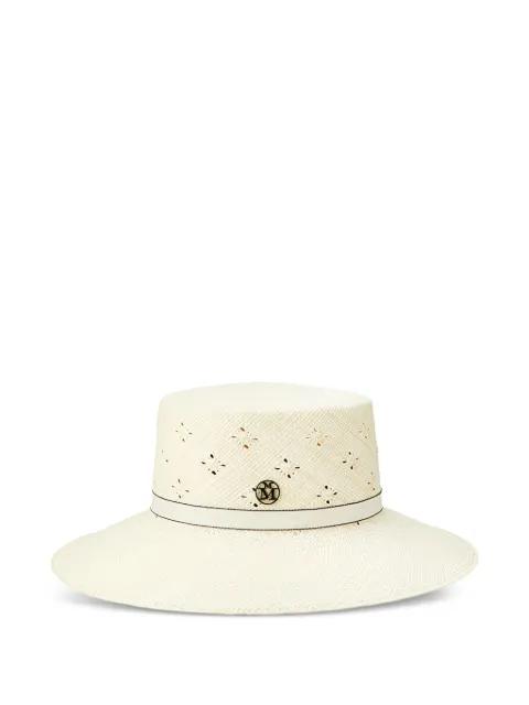 Ludi perforated ribbon-detailed hat by MAISON MICHEL