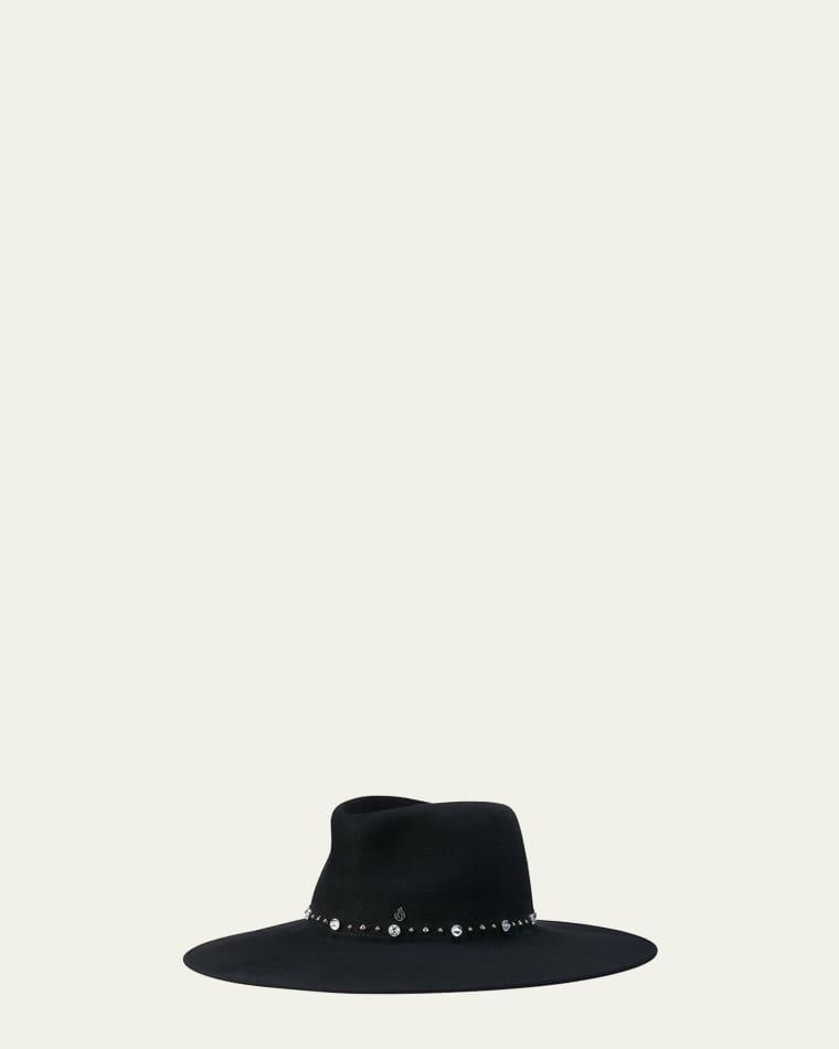 Roy Rock Studs Wool Felt Fedora Hat by MAISON MICHEL