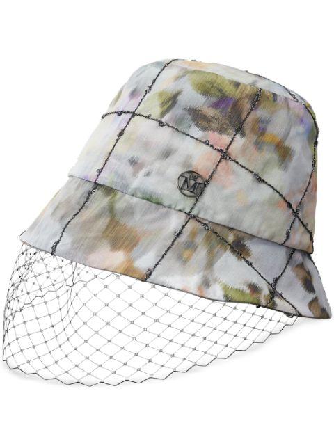 Souna veil-embellished bucket hat by MAISON MICHEL