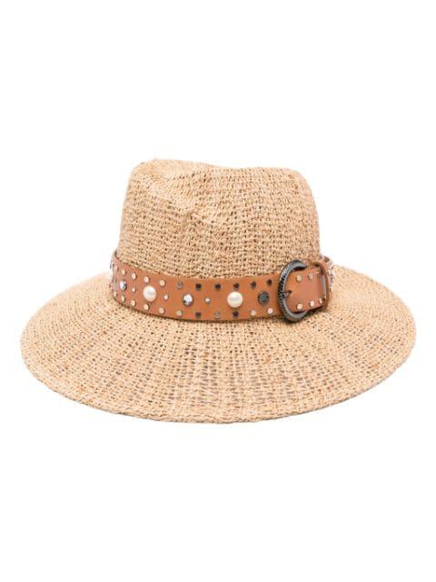 Virginie decorative belt fedora hat by MAISON MICHEL