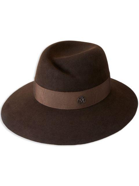 Virginie logo-plaque detail wool fedora by MAISON MICHEL