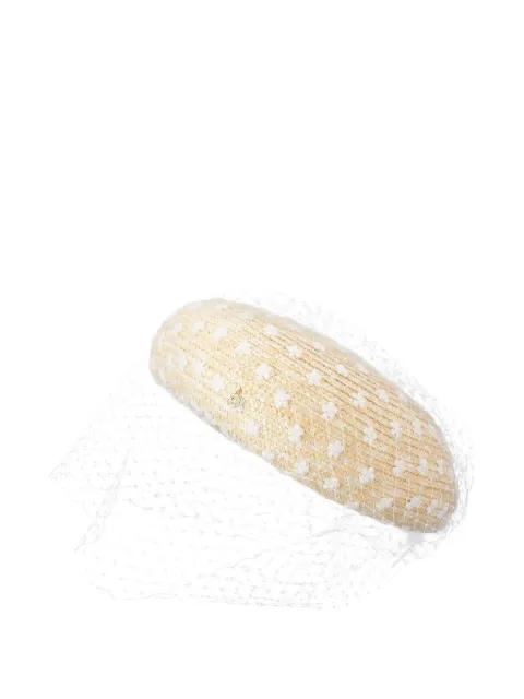 flower-embroidered veil hat by MAISON MICHEL
