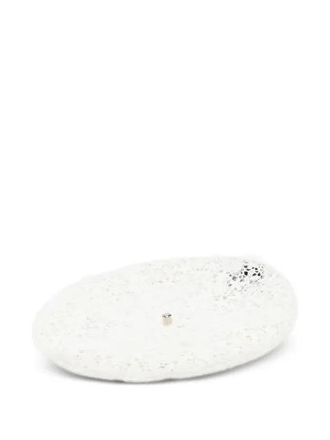 logo-plaque lace beret by MAISON MICHEL