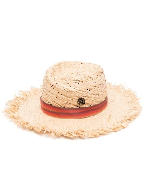logo-plaque raffia hat by MAISON MICHEL