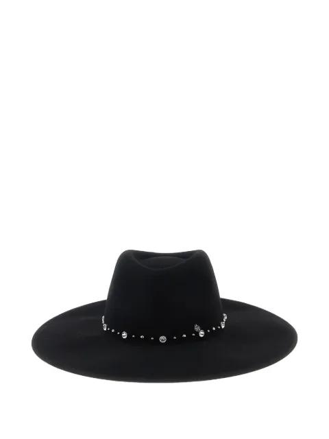 wide-brim crystal-embellished hat by MAISON MICHEL
