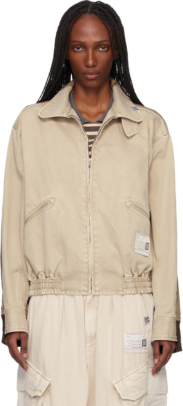 Beige & Khaki Front Back Combined Zip-Up Jacket by MAISON MIHARA YASUHIRO