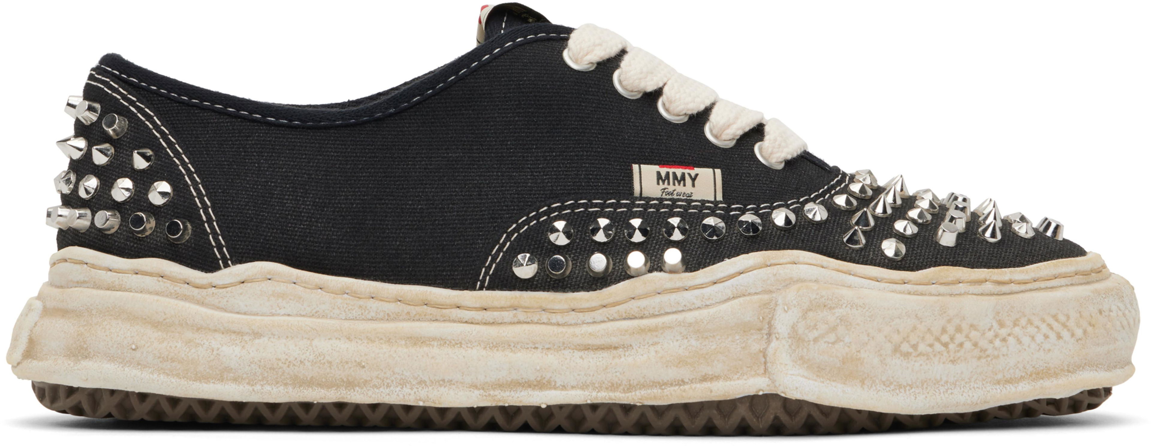 Black Baker OG Sole Studded Canvas Low-Top Sneakers by MAISON MIHARA YASUHIRO Black Baker OG Sole Studded Canvas Low-Top Sneakers by MAISON MIHARA YASUHIRO