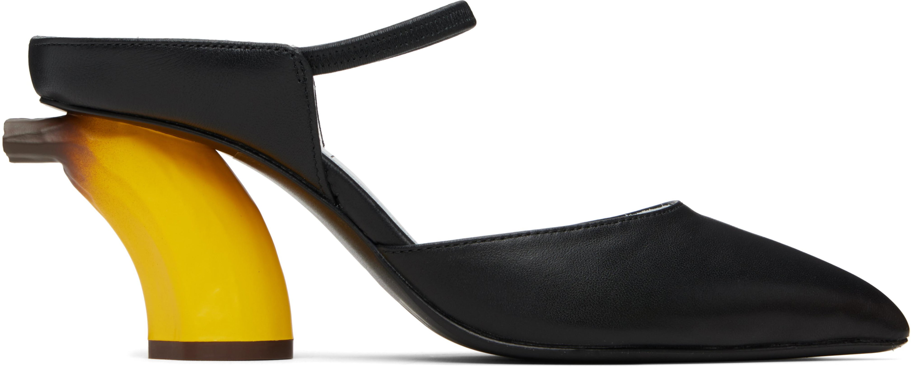 Black Banana Mule Heels by MAISON MIHARA YASUHIRO