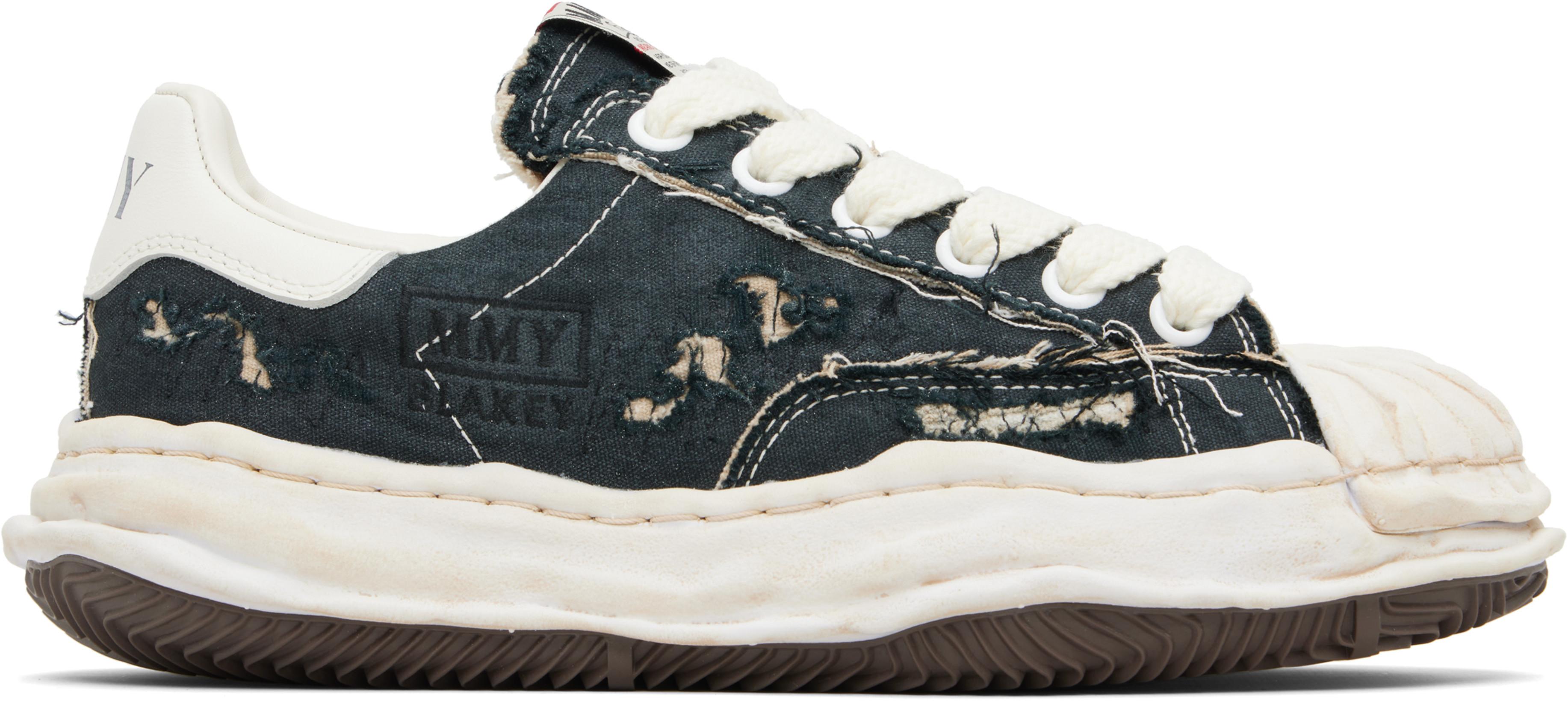 Black 'Blakey' OG Sole Ripped Overdye Canvas Sneakers by MAISON MIHARA YASUHIRO