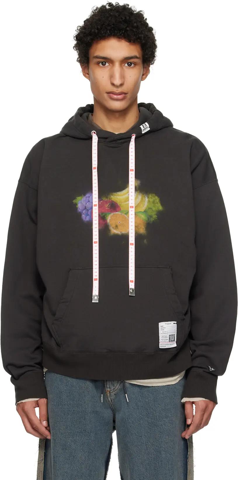 Black Fruit Printed Hoodie by MAISON MIHARA YASUHIRO
