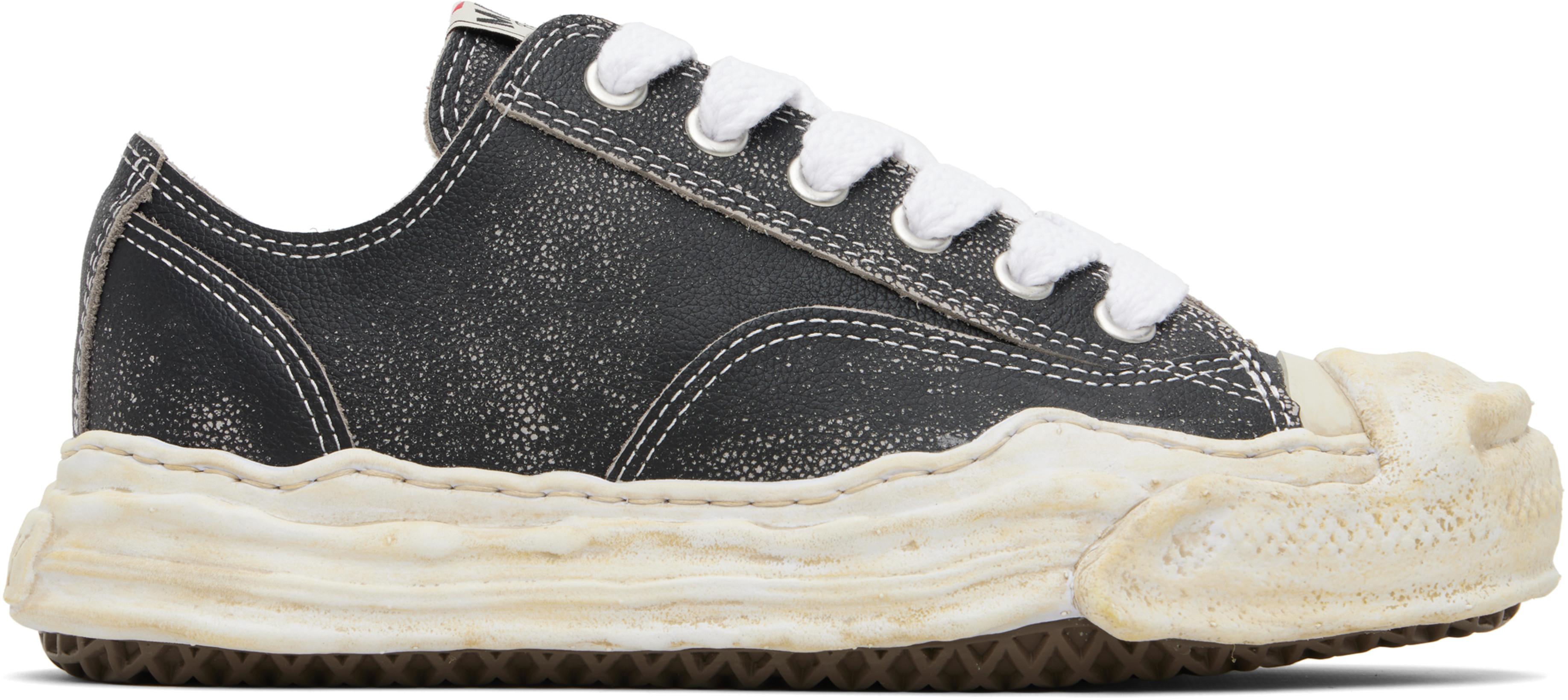 Black 'Hank' OG Sole Shrink Leather Low-Top Sneakers by MAISON MIHARA YASUHIRO