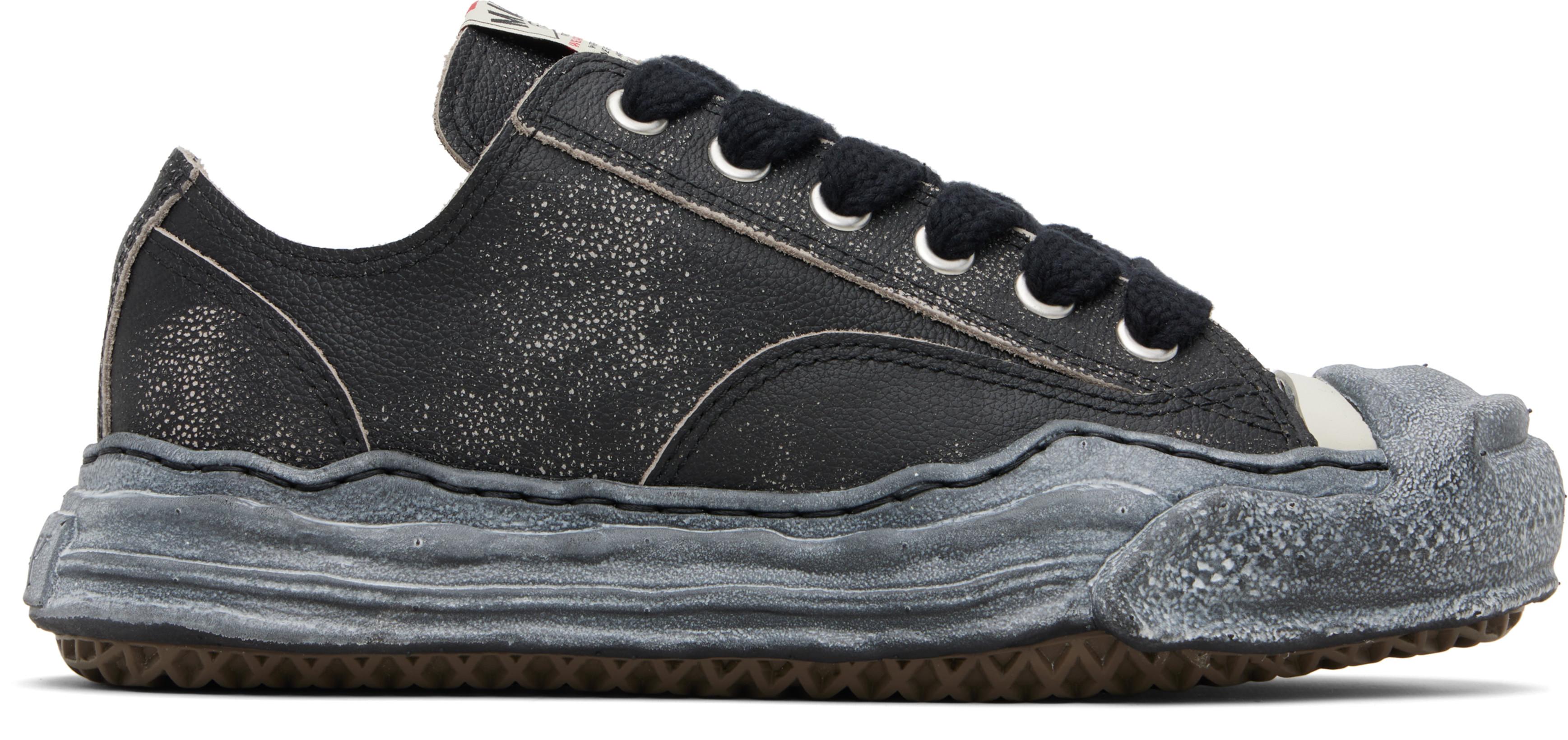 Black 'Hank' OG Sole Shrink Leather Low-Top Sneakers by MAISON MIHARA YASUHIRO