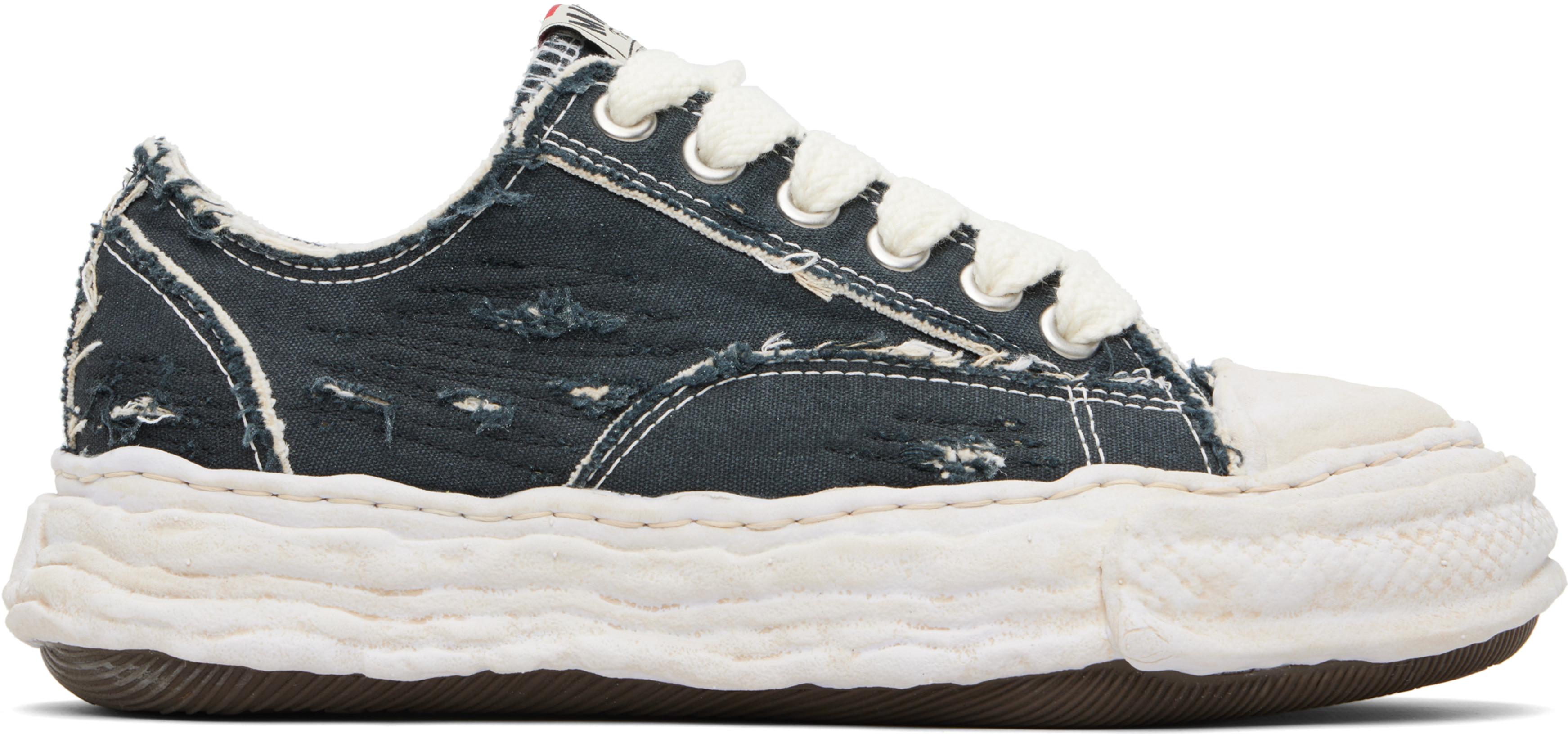 Black 'Peterson23' OG Sole Ripped Overdye Canvas Sneakers by MAISON MIHARA YASUHIRO