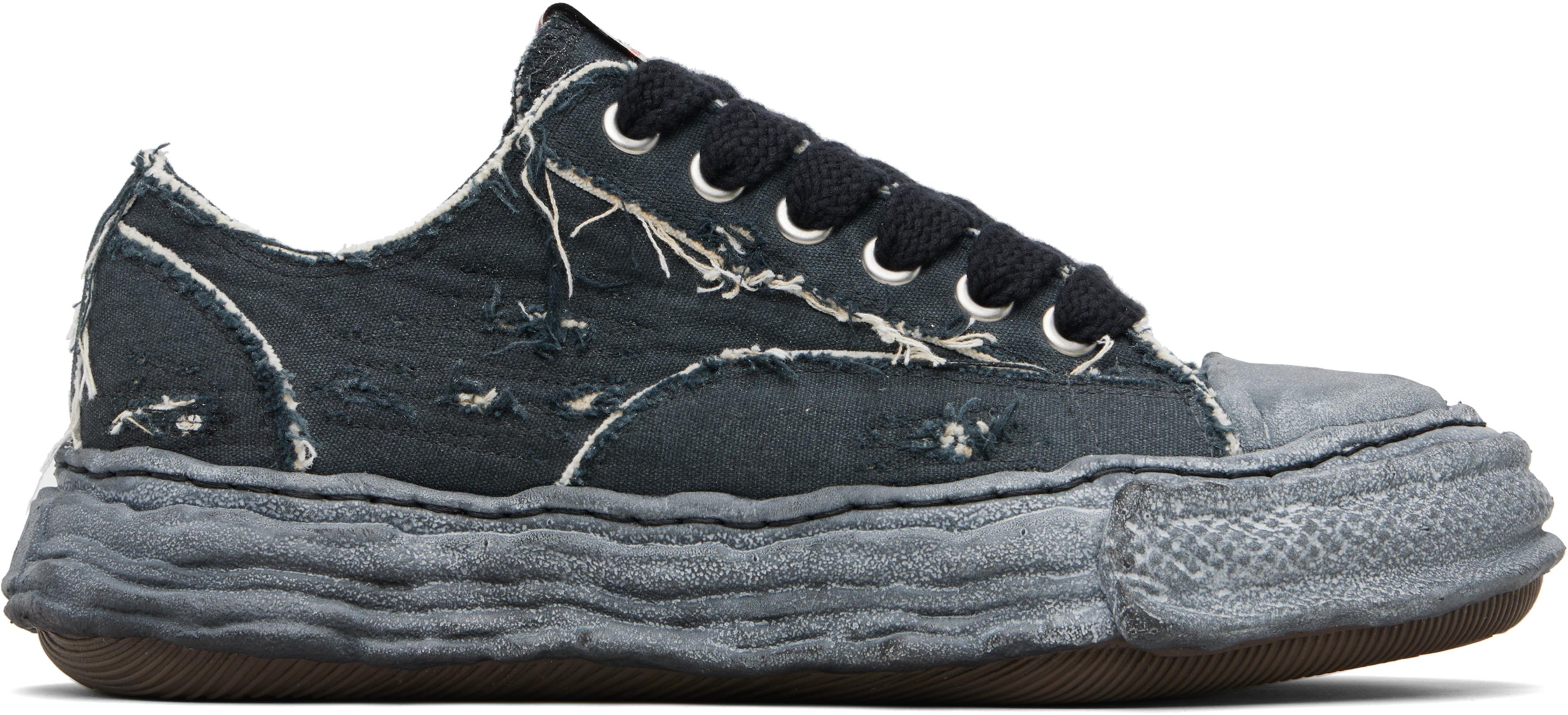 Black 'Peterson23' OG Sole Ripped Overdye Canvas Sneakers by MAISON MIHARA YASUHIRO