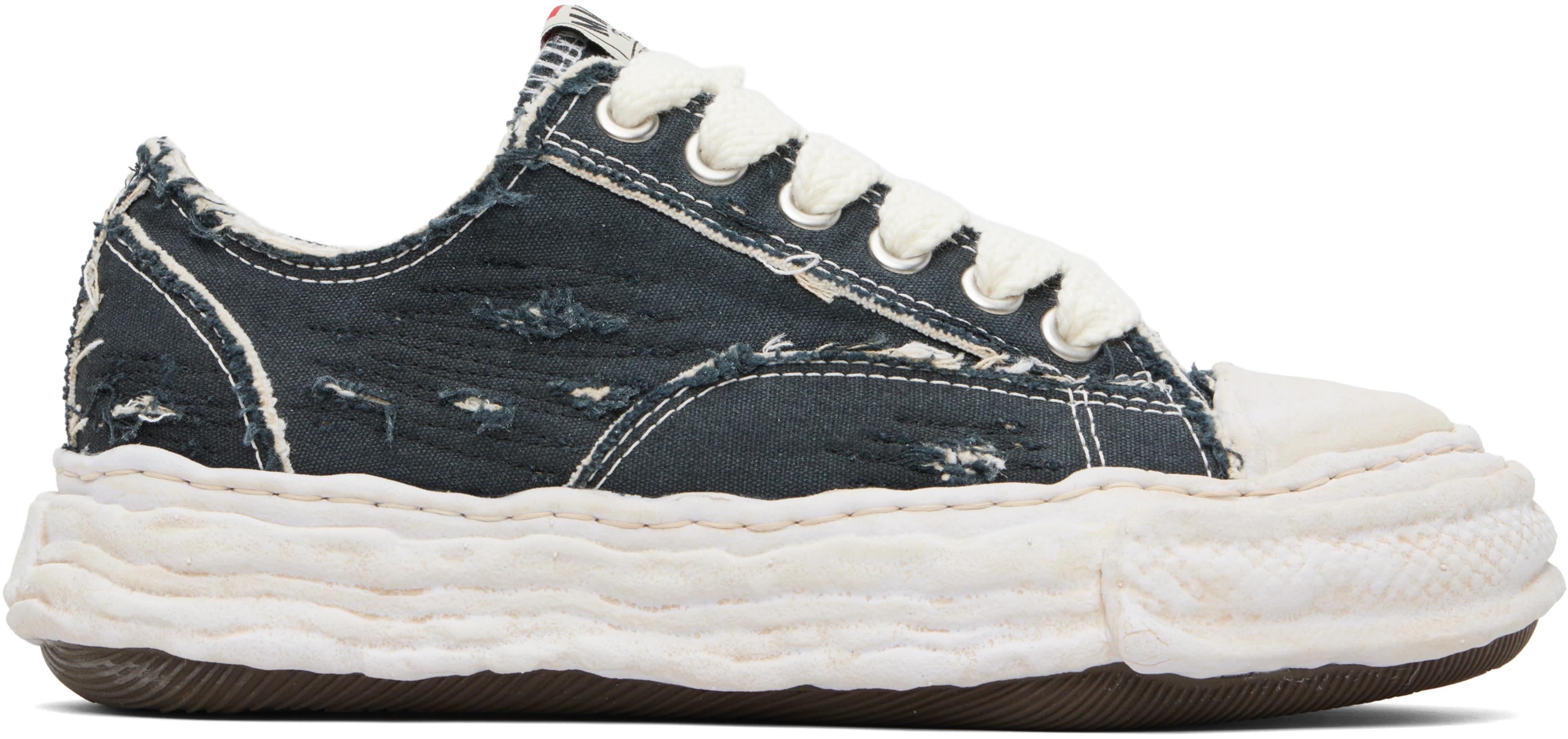 Black 'Peterson23' OG Sole Ripped Overdye Canvas Sneakers by MAISON MIHARA YASUHIRO