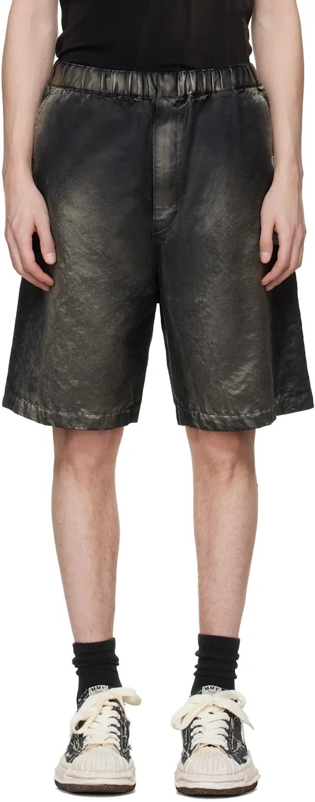 Black Sun Faded Like Satin Shorts by MAISON MIHARA YASUHIRO