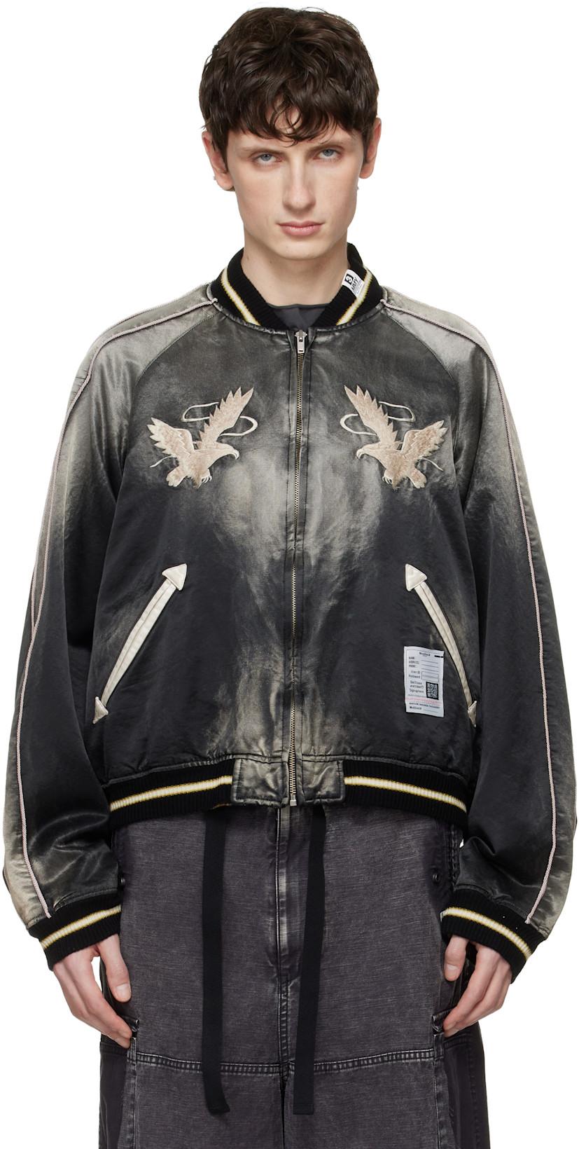Black Sun Faded Like Souvenir Bomber Jacket by MAISON MIHARA YASUHIRO