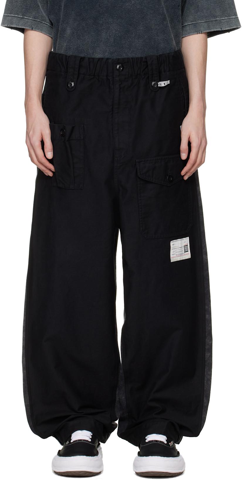 Black Sweat Pants Combined Cargo Pants by MAISON MIHARA YASUHIRO