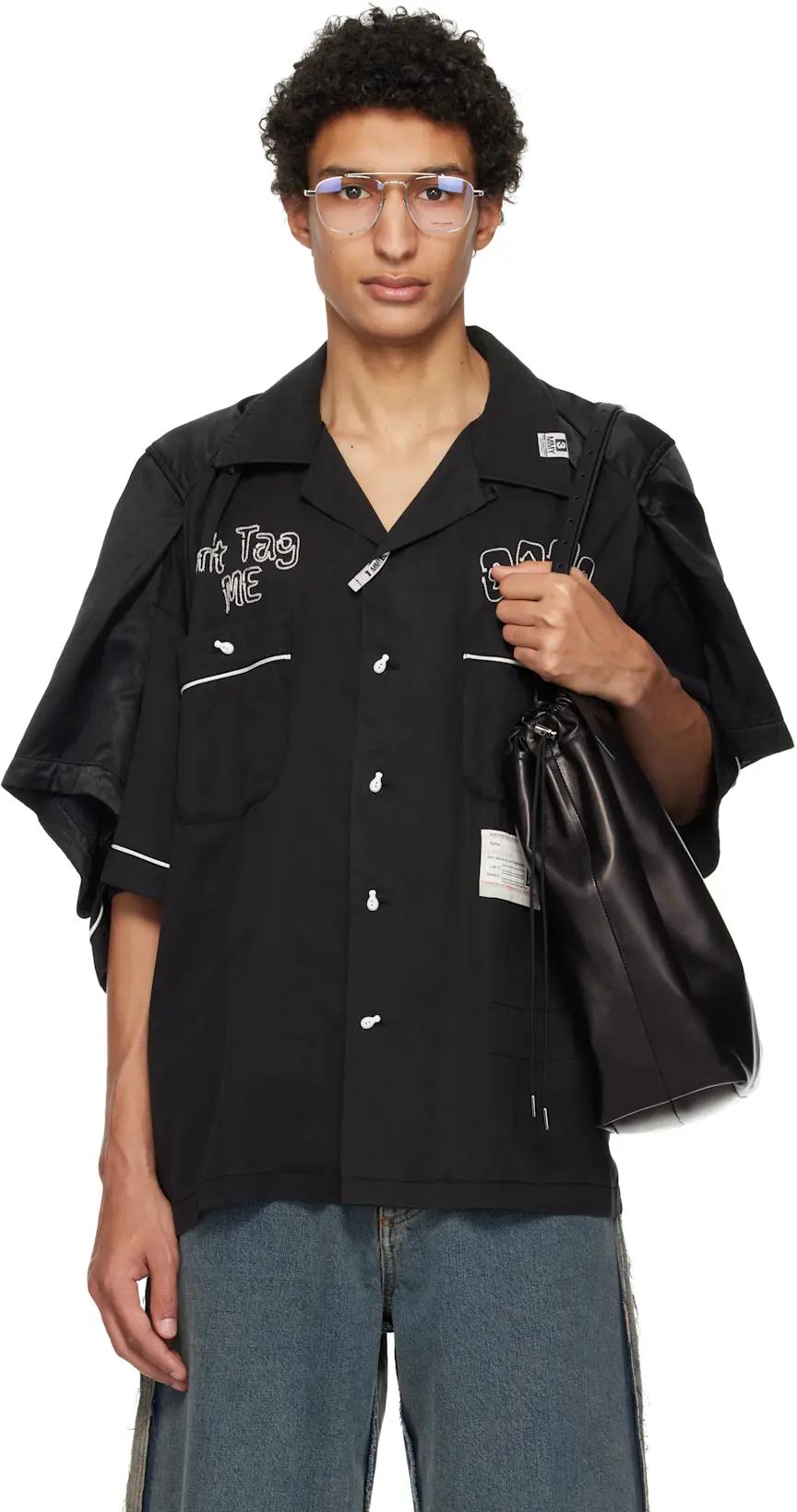 Black W Sleeve Bowling Shirt by MAISON MIHARA YASUHIRO