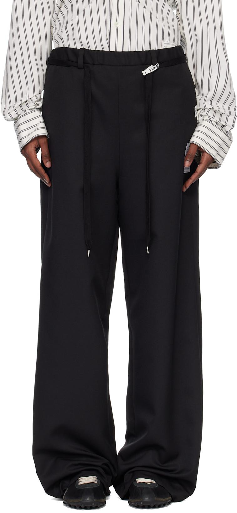 Black Wool-Like Easy Trousers by MAISON MIHARA YASUHIRO