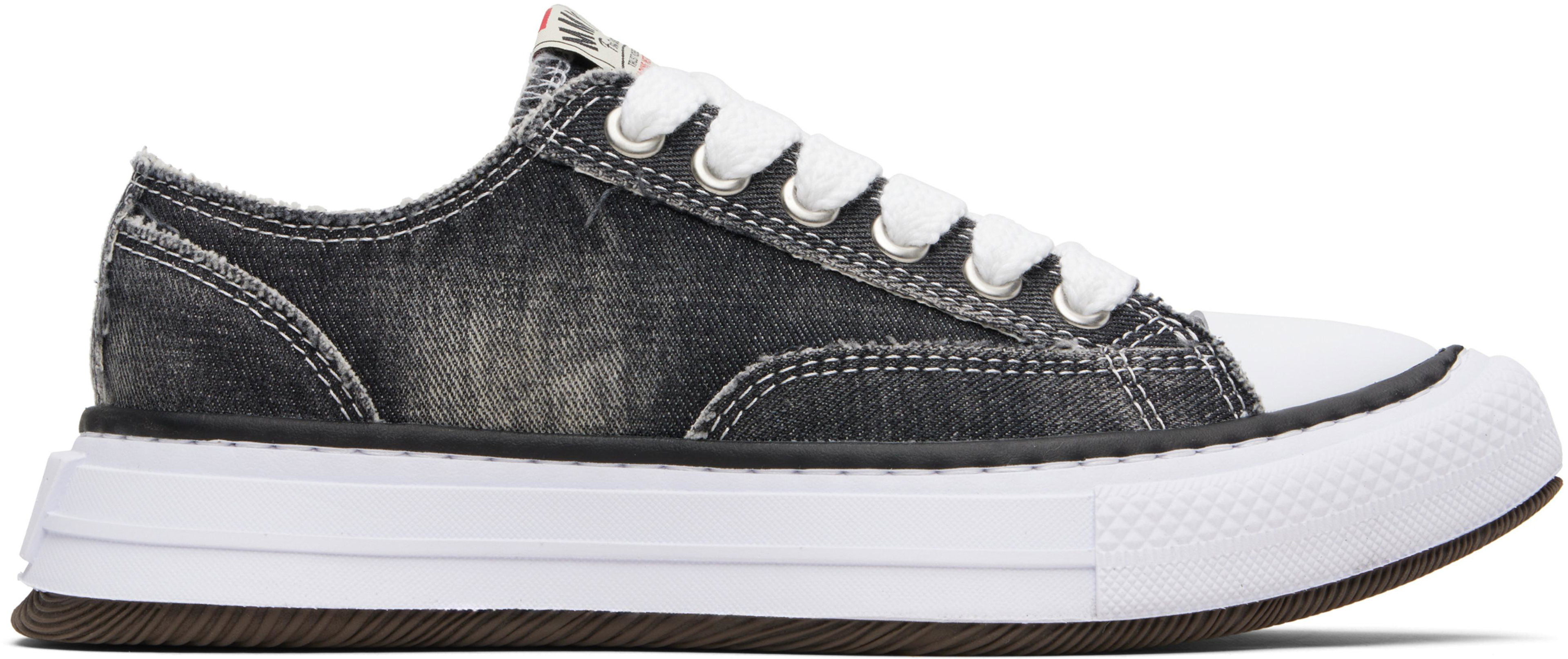 Black Yucca OG Sole Bleach-Wash Low-Top Sneakers by MAISON MIHARA YASUHIRO