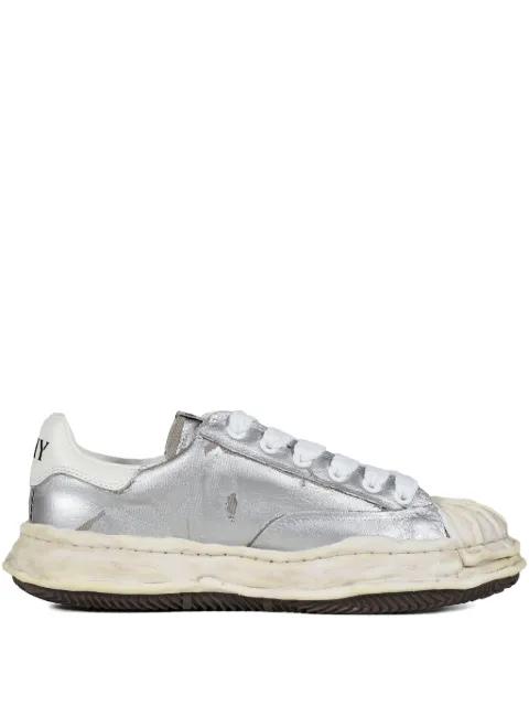 Blakey distressed-leather lace-up sneakers by MAISON MIHARA YASUHIRO