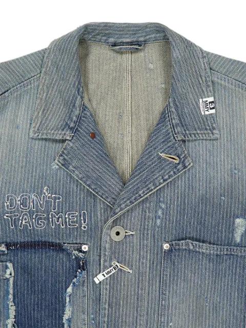Chore stripe-pattern paint-splatter denim jacket by MAISON MIHARA YASUHIRO