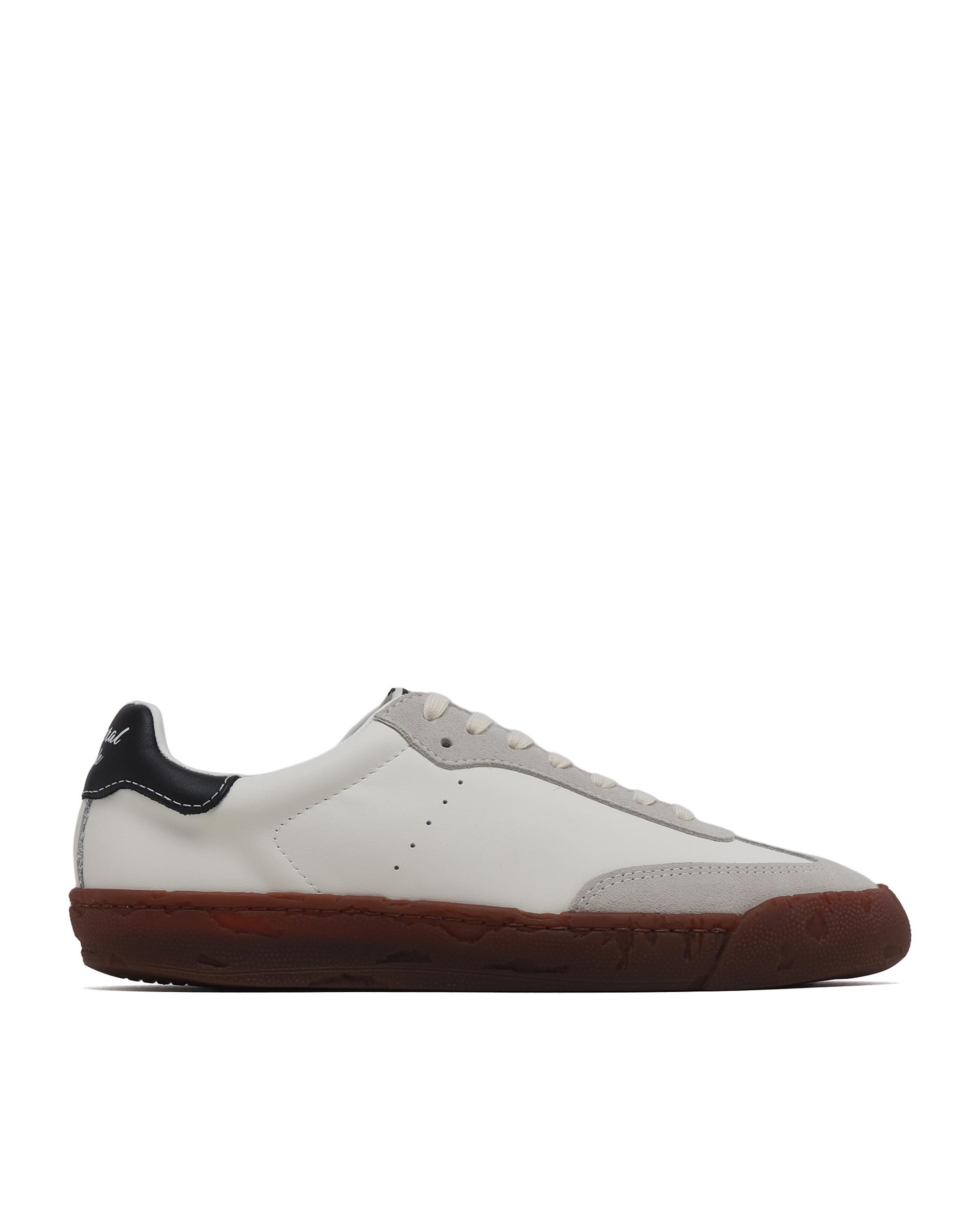 FRANCIS PAST sole brown edge mixed material low top sneakers by MAISON MIHARA YASUHIRO