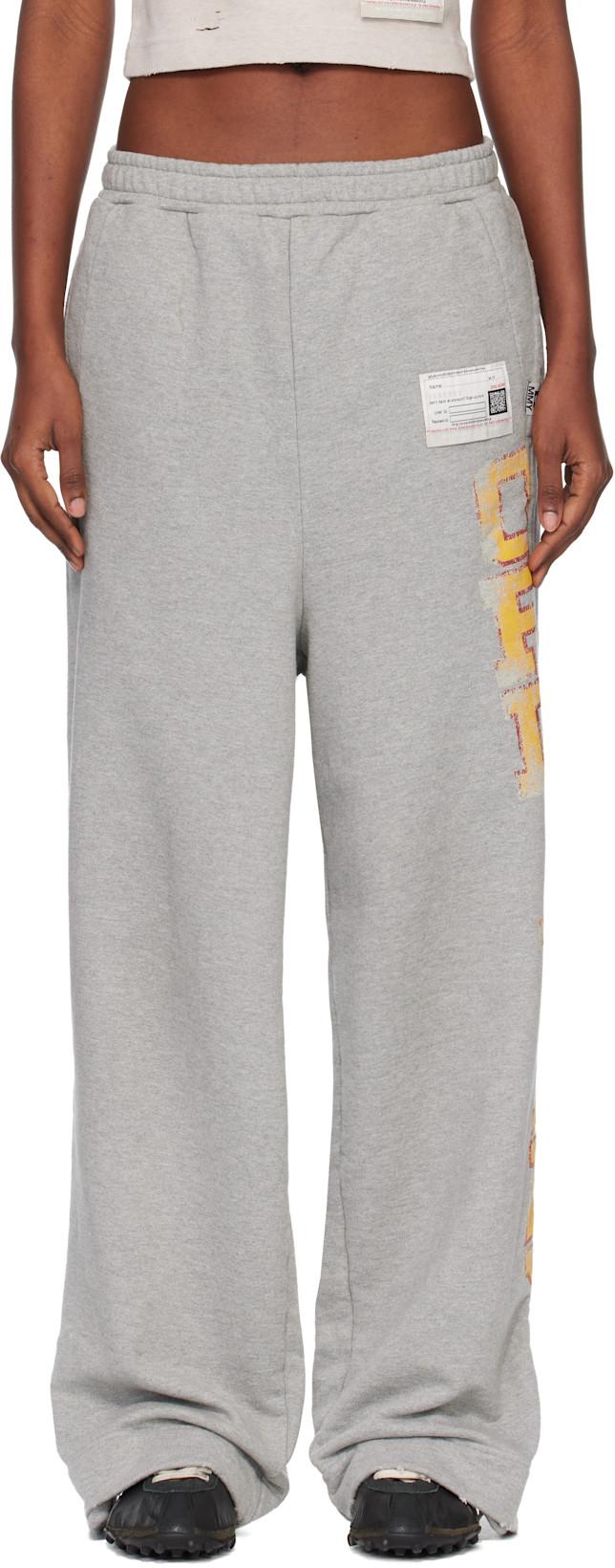 Gray College Print Sweatpants by MAISON MIHARA YASUHIRO