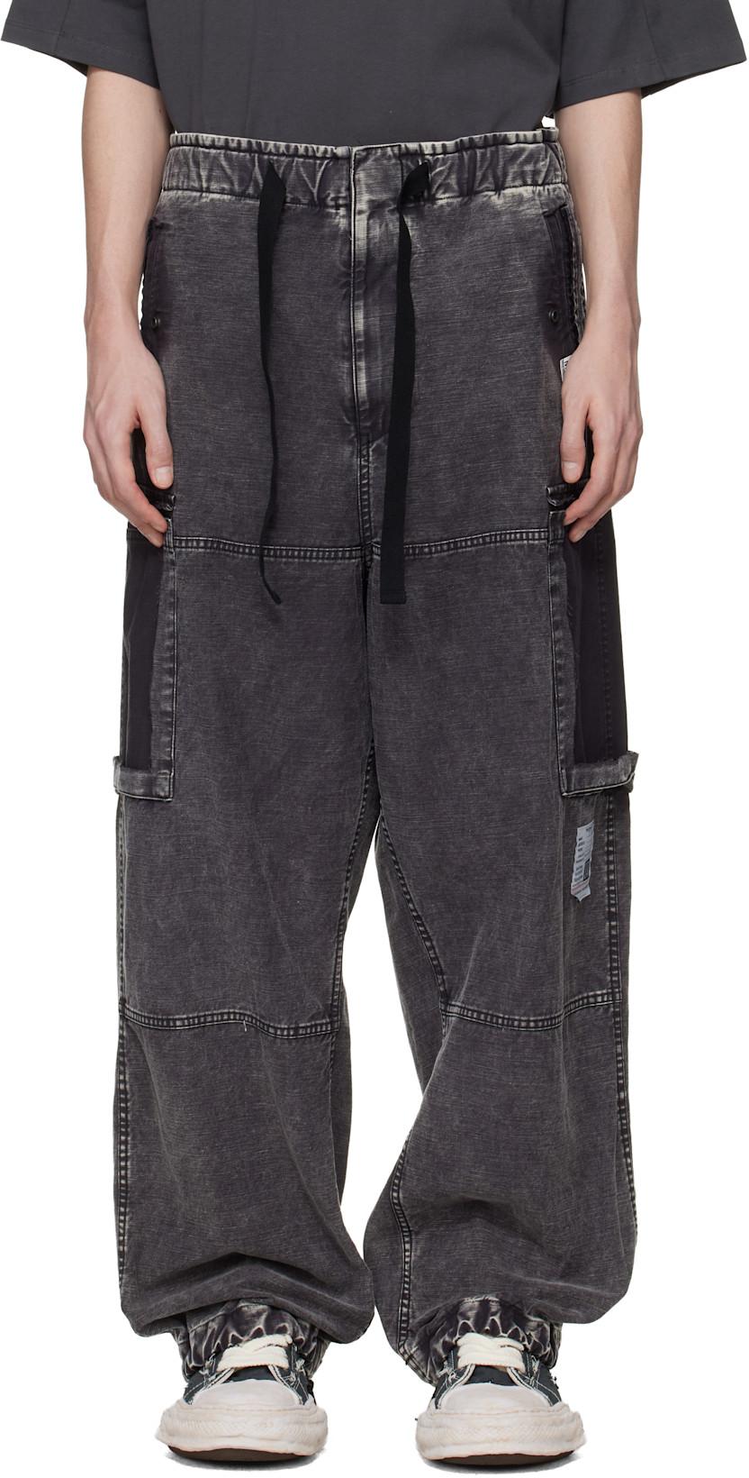 Gray Cotton Satin Cargo Pants by MAISON MIHARA YASUHIRO