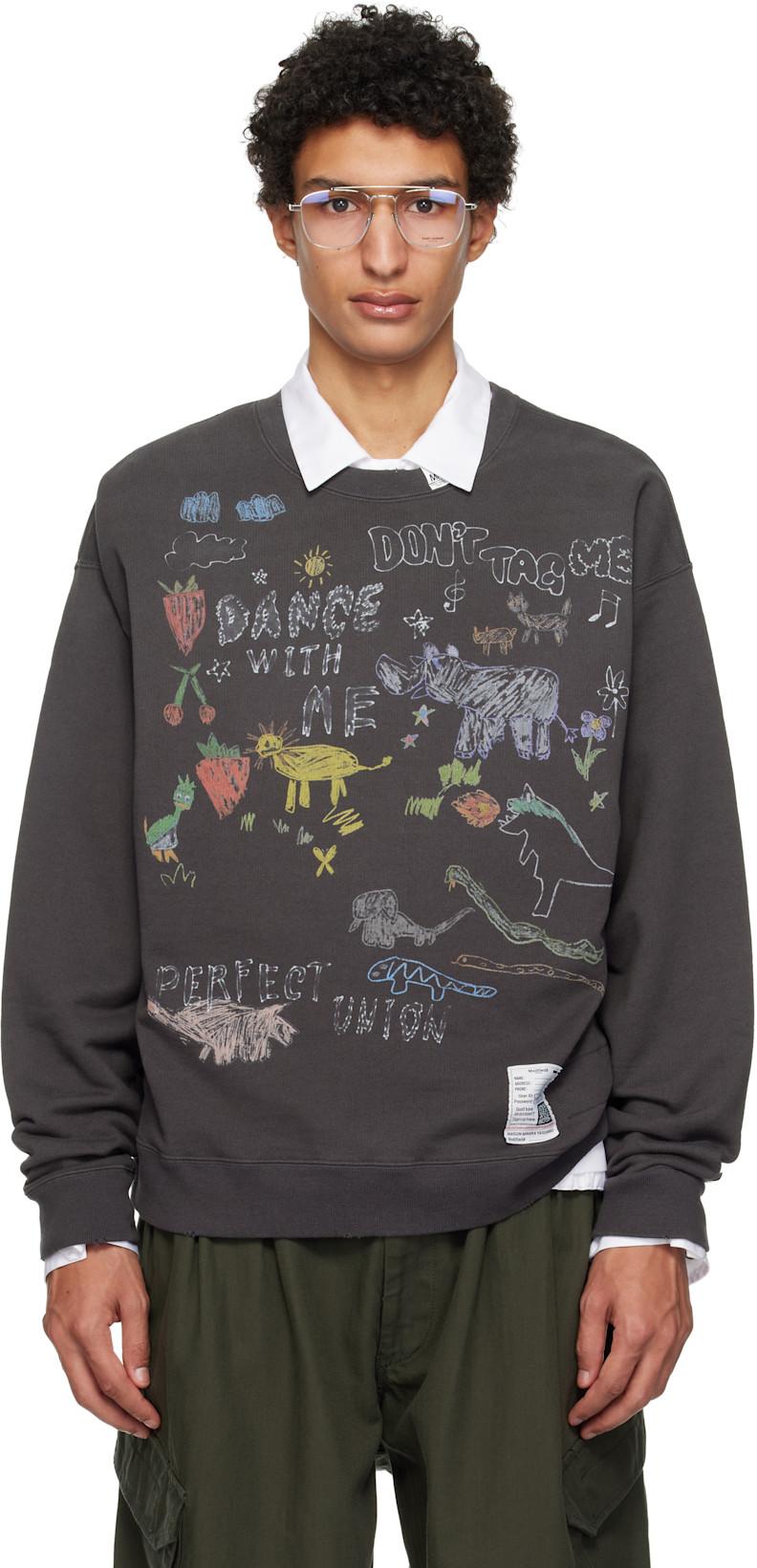 Gray Kids Doodle Printed Sweatshirt by MAISON MIHARA YASUHIRO