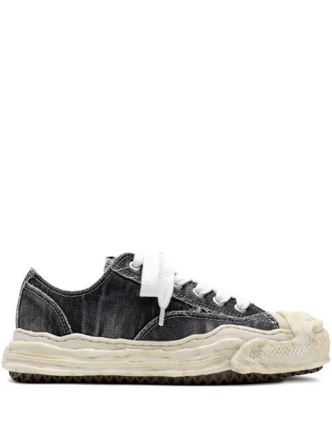 Hank bleach-denim low-top sneakers by MAISON MIHARA YASUHIRO