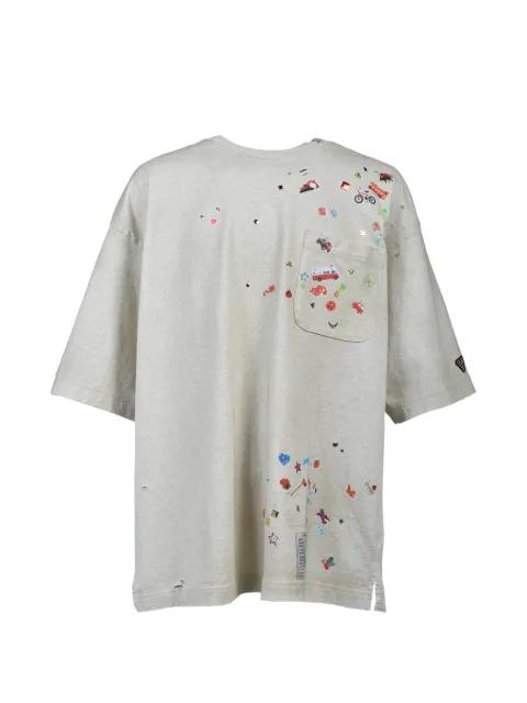Kids Stickers distressed T-shirt by MAISON MIHARA YASUHIRO