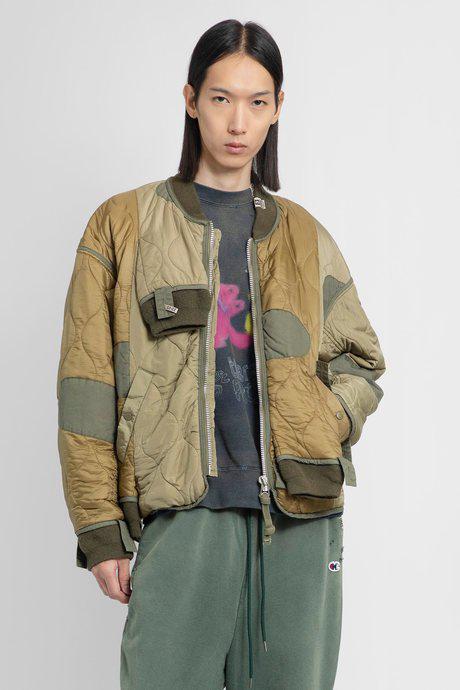 Maison Mihara Yasuhiro Men'S Khaki Sleeve Docking Quilting Blouson by MAISON MIHARA YASUHIRO Maison Mihara Yasuhiro Men'S Khaki Sleeve Docking Quilting Blouson by MAISON MIHARA YASUHIRO