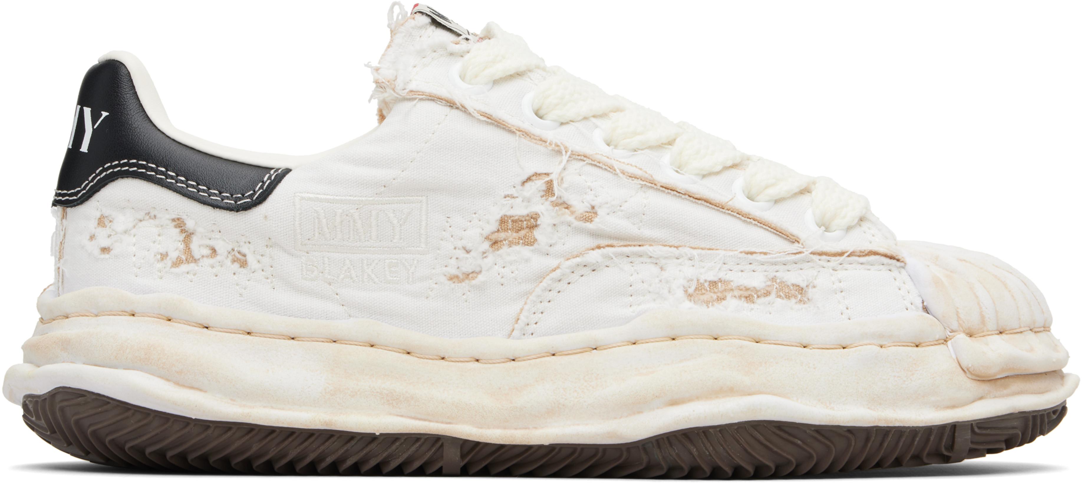 Off-White 'Blakey' OG Sole Ripped Overdye Canvas Sneakers by MAISON MIHARA YASUHIRO