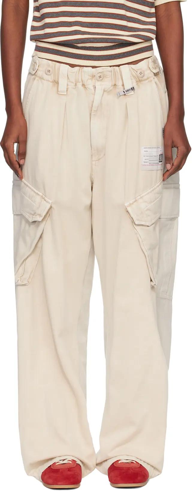 Off-White Front Back Combined Cargo Pants by MAISON MIHARA YASUHIRO