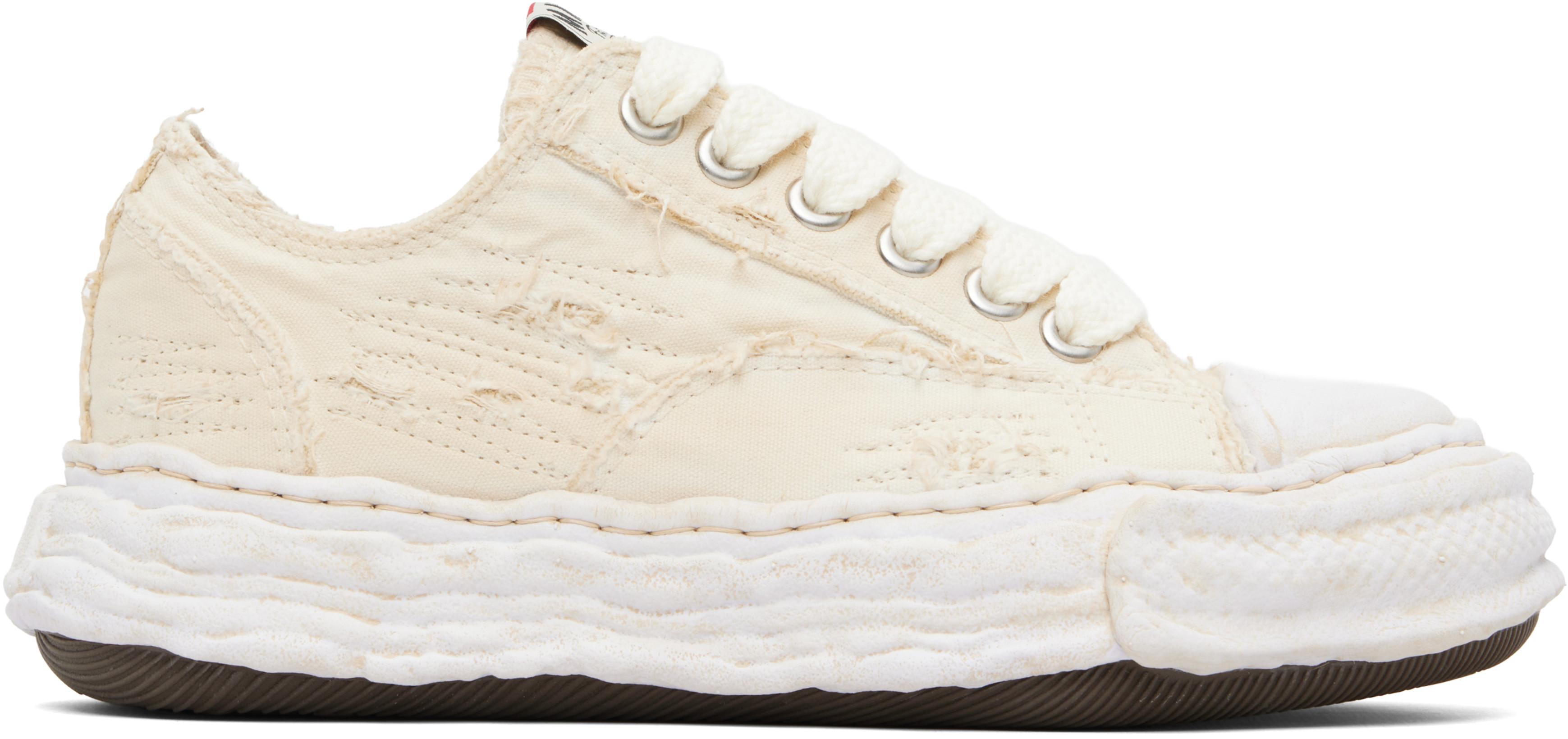 Off-White 'Peterson23' OG Sole Ripped Overdye Canvas Sneakers by MAISON MIHARA YASUHIRO