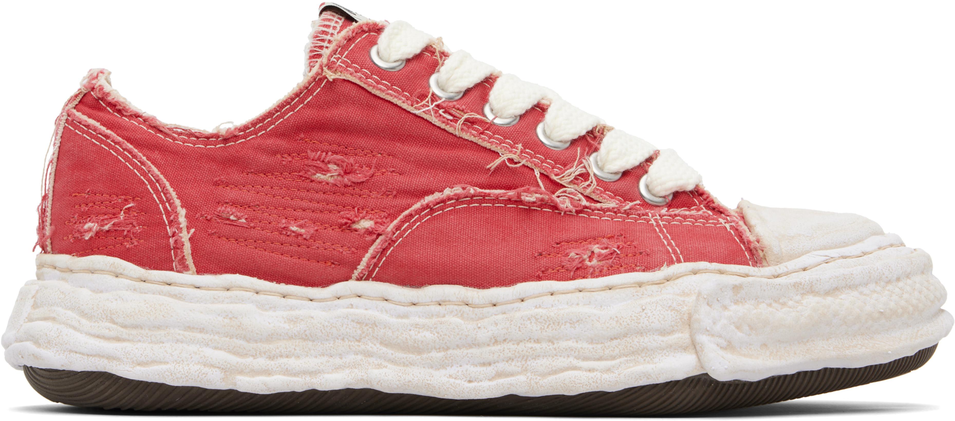 Red 'Peterson23' OG Sole Ripped Overdye Canvas Sneakers by MAISON MIHARA YASUHIRO