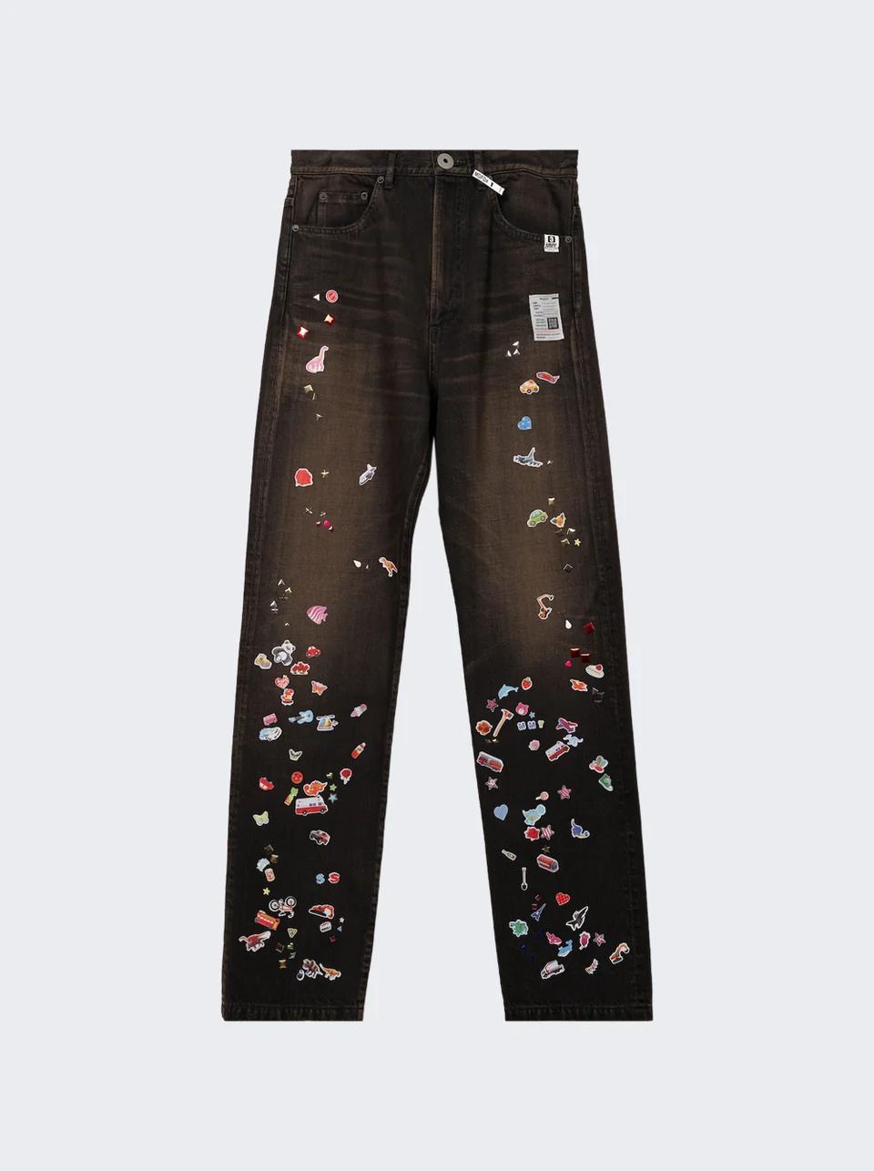 Sticker Print Jeans Black by MAISON MIHARA YASUHIRO